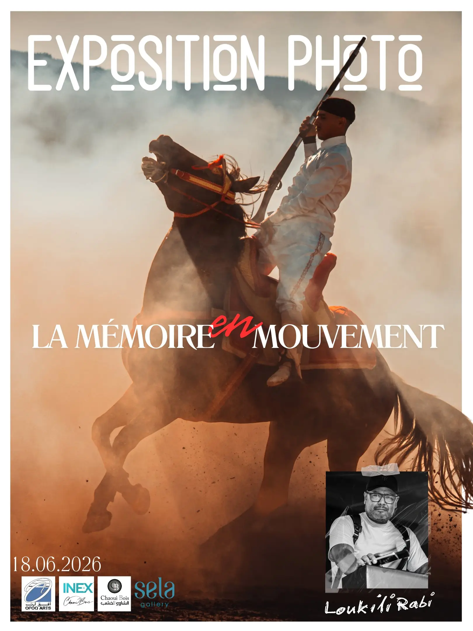 Visuel officiel de l'exposition photo « La Mémoire en Mouvement » de Rabi Loukili, 18 juin 2026